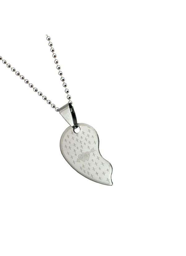 Two Pieces Couple Heart Shape Necklace by Menjewell 